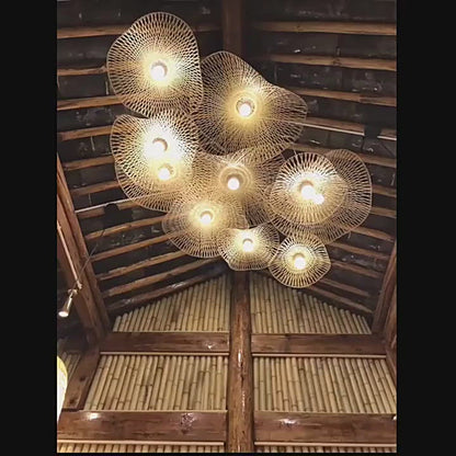 Single Layer - Handcrafted Bamboo Pendant Lamp - Butterfly Pendant Light - Hallway Pendant Light